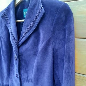 Vintage Purple Suede Jacket Blazer 3 Button Fall Royale blue Velvet pipi…